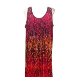 Glamour Women Bohemian Maxi Travel Lounge Tank Dress Orange Sleeveless Plus 20W